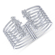 18K White Gold Split Multi Row Diamond Bangle
